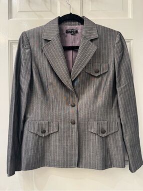 Tahiri grey and lavender stripe pant suit.  like new. Wide leg business attire